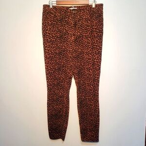 Loft Womens Leopard Print Corduroy High Waist Skinny‎ Pants Size 31/12